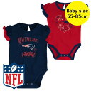 【送料無料】 NFL公式 アメフト ベビー服 ロンパース 女の子用ボディースーツ2枚セット カバーオール 肌着 下着 パジャマ 出産祝い ニューイングランド・ペ...