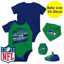 【送料無料】 NFL公式 アメフト ベビー服 ボディースーツ出産祝い3点セット 半袖 ボディスーツ シアトル・シーホークス Seattle Seahawks Throwback Big Score 3 Piece Set(4)