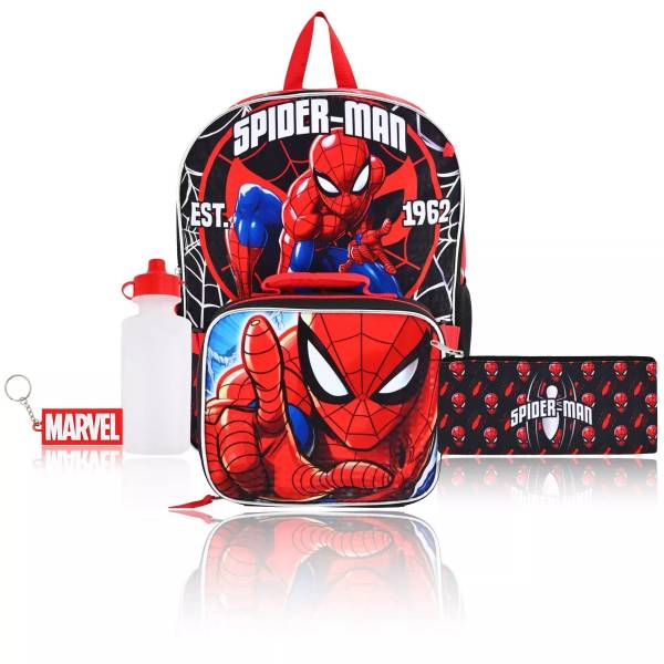 【送料無料】【キッズサイズ】 子供用リュックサック5点セット 男の子用バックパック 女の子用バッグ ディズニー Marvel マーベル スパイダーマン Marvel Backpack