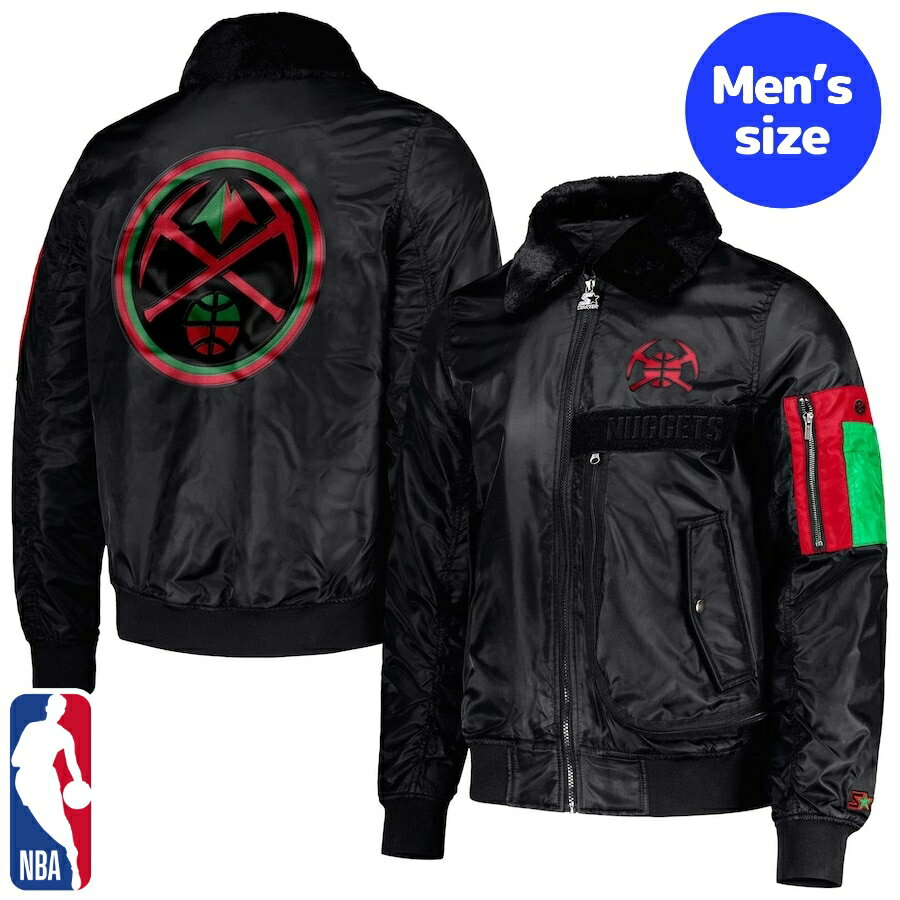 y+N[|z NBAItBV Y MA-1 {o[WPbg AE^[WPbg fo[EiQbc Denver Nuggets Black History Month Satin Jacket