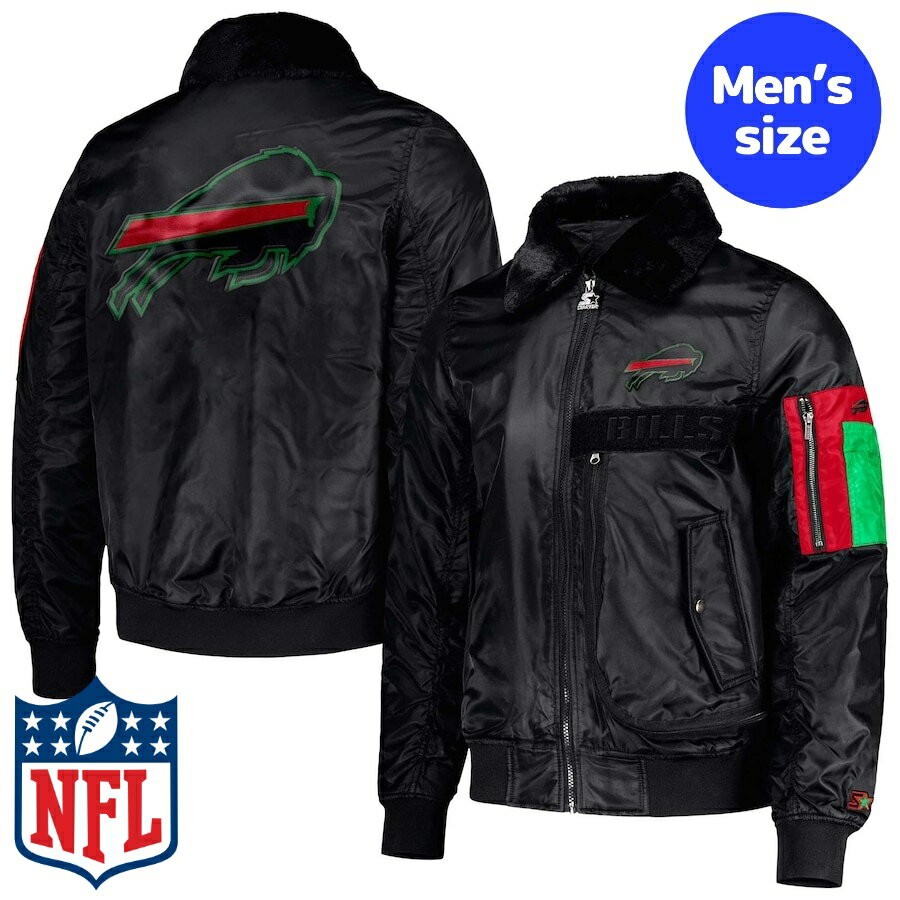 y+N[|z NFLItBV Y MA-1 {o[WPbg AE^[WPbg obt@[ErY Buffalo Bills Black History Month Satin Jacket