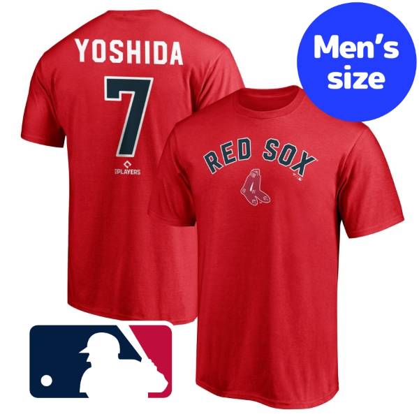 【送料無料+割引クーポン】 MLBオフィシャル メンズ Tシャツ 半袖トップス レッド 吉田正尚 背番号7 ボストン・レッドソックス 赤 Boston Red Sox Men's T-Shirt