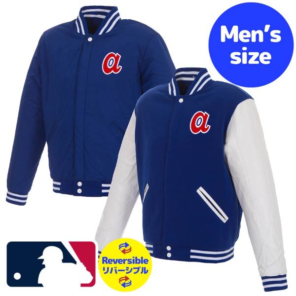 y+N[|z MLBItBV Y X^W o[VeBWPbg AE^[ Ag^Eu[uX Atlanta Braves Reversible JacketiRoyal/Whitej