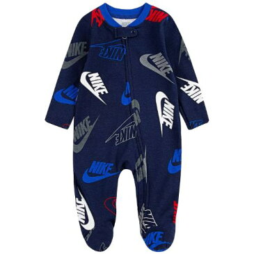 【送料無料+月末割引クーポン配布中】 nike ナイキ 男の子用大きなSwooshロゴの総柄が可愛いAOP足つきカバーオール(Obsidian) ロンパース ジャンプスーツ パジャマ ワンピース 出産祝い 【楽ギフ_包装選択】