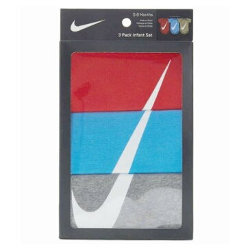 【送料無料+3%クーポン 8/4◎1:59迄】 nike ナイキ ロンパース 男の子用大きなSwooshロゴ半袖トリカラーボディスーツ3枚セット(Red/Blue/Grey) ボディースーツ カバーオール パジャマ 出産祝い 【楽ギフ_包装選択】