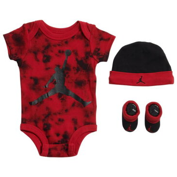 【送料無料+3%クーポン 8/4◎1:59迄】 nike ナイキ ジョーダン 男の子用Jordan タイダイプリント半袖ボディースーツ出産祝い3点セット(Red/Black) ロンパース 靴下 出産祝い ベビー服 子供服 ギフト プレゼント