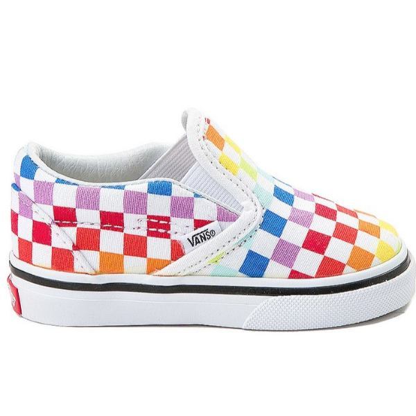 【送料無料+割引クーポン配布中】 Vans バンズ 【ベビー・キッ（10.5-16.0cm）】 Vans Slip On Rainbow Checkerboard Skate Shoe（Multi） スニーカー 子供靴 出産祝い