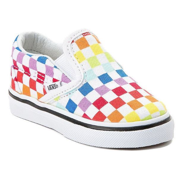 【送料無料+割引クーポン配布中】 Vans バンズ 【ベビー・キッ（10.5-16.0cm）】 Vans Slip On Rainbow Checkerboard Skate Shoe（Multi） スニーカー 子供靴 出産祝い