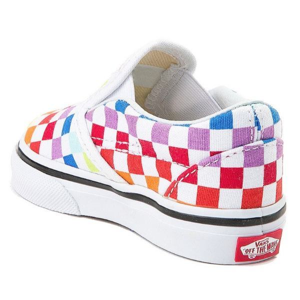 【送料無料+割引クーポン配布中】 Vans バンズ 【ベビー・キッ（10.5-16.0cm）】 Vans Slip On Rainbow Checkerboard Skate Shoe（Multi） スニーカー 子供靴 出産祝い