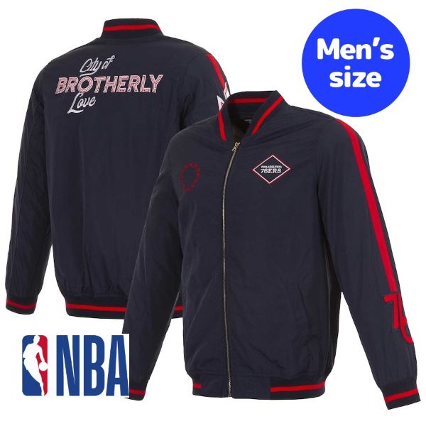 y+N[|z NBA Y WPbg MA-1 {o[ tBftBAEZueBVNT[Y Philadelphia 76ers City Edition Nylon Bomber Jacket