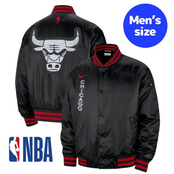 y+N[|z iCL NIKE NBA Y WPbg MA-1 {o[ VJSEuY Chicago Bulls City Edition Courtside Premier Bomber Jacket