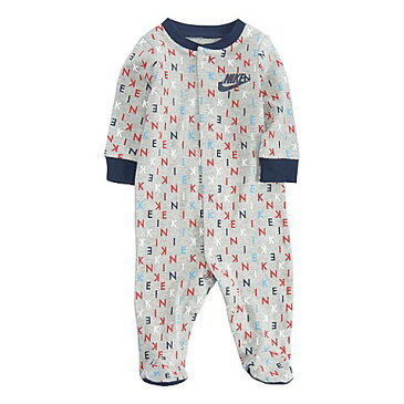 【送料無料+3%クーポン 8/4◎1:59迄】 NIKE ナイキ 【激レア】 男の子用グレーx紺NIKEレターswooshロゴ入り足つきカバーオール ユニセックス ロンパース ジャンプスーツ パジャマ ワンピース 出産祝い 【楽ギフ_包装選択】