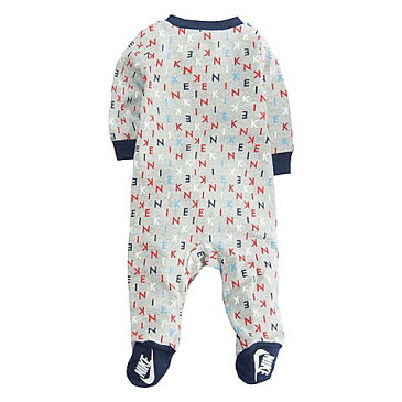 【送料無料+3%クーポン 8/4◎1:59迄】 NIKE ナイキ 【激レア】 男の子用グレーx紺NIKEレターswooshロゴ入り足つきカバーオール ユニセックス ロンパース ジャンプスーツ パジャマ ワンピース 出産祝い 【楽ギフ_包装選択】