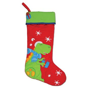 【5％割引クーポンあり】 ステファンジョセフ Stephen Joseph 恐竜さんクリスマスプレゼント用キルティングストッキングバッグ X'mas 靴下バッグ ギフトバッグ ラッピング 包装