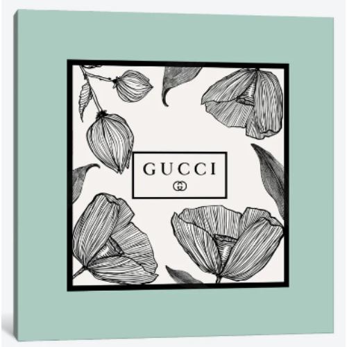 【送料無料 割引クーポン】 米国発のお洒落なブランドオマージュアート Mint Frame Gucci Flowers グッチ GUCCI キャンバスアート 絵画 インテリア 模様替え 引越し祝い 新築祝い 待合室 会議室