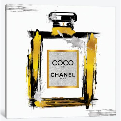 【送料無料+割引クーポン】 米国発のお洒落なブランドオマージュアート Black & Gold Noir Abstract Perfume Bottle シャネル CHANEL キャンバス 絵画 インテリア 模様替え 引越し祝い