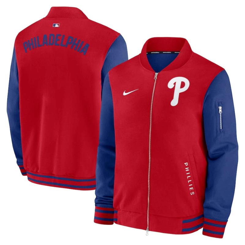  NIKE ナイキ MLB メジャーリーグ メンズ ボンバージャケット MA-1 トラックジャケット ジャージ アウター フィラデルフィア・フィリーズ Philadelphia Phillies Nike Authentic Collection Dugout Full-Zip Bomber Jacket