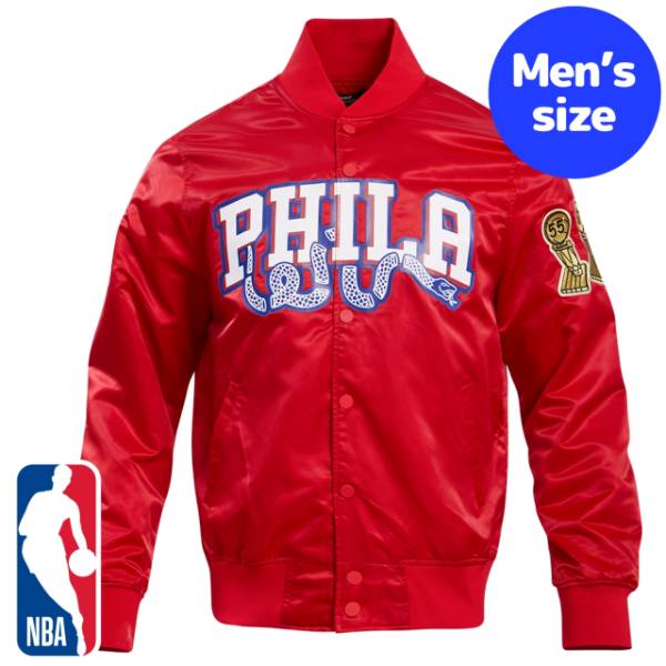 y+N[|z NBAItBV Y AE^[ iCWPbg TeWPbg X^W tBftBAEZueBVNT[Y PHILADELPHIA 76ERS BIG LOGO SATIN JACKET