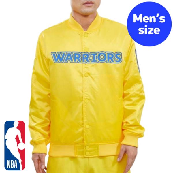 y+N[|z NBA Y AE^[ iCWPbg TeWPbg X^W XetBEJ[ S[fXeCgEEHA[Y GOLDEN STATE WARRIORS WORDMARK SATIN JACKET