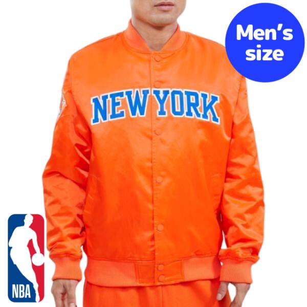 y+N[|z NBAItBV Y AE^[ iCWPbg TeWPbg X^W j[[NEjbNX NEW YORK KNICKS WORDMARK SATIN JACKET