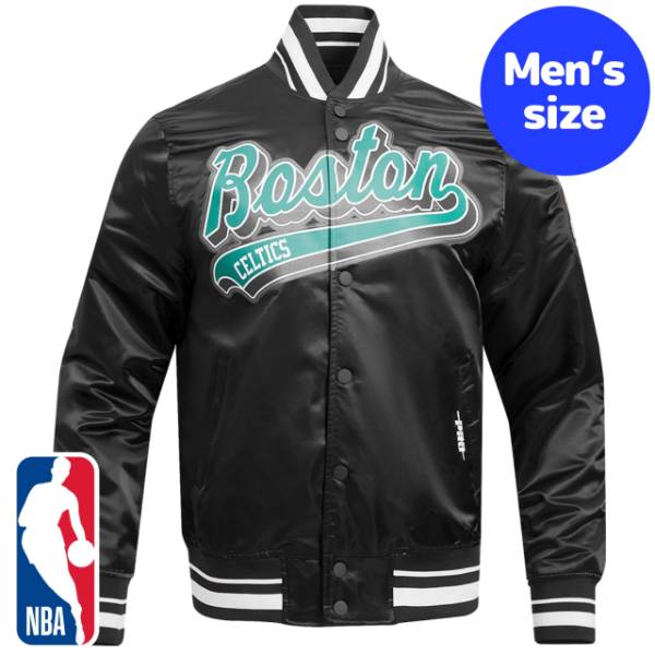 y+N[|z NBAItBV Y AE^[ iCWPbg TeWPbg X^W {XgEZeBbNX BOSTON CELTICS SCRIPT TAIL SATIN JACKET