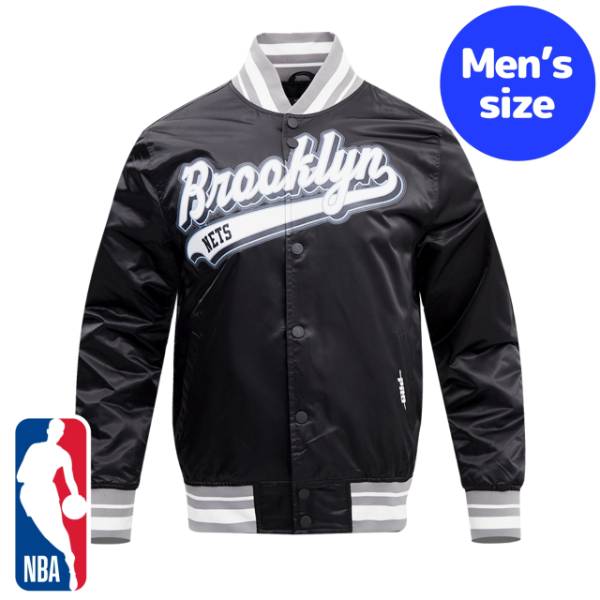 y+N[|z NBAItBV Y AE^[ iCWPbg TeWPbg X^W ubNElbc BROOKLYN NETS SCRIPT TAIL SATIN JACKET