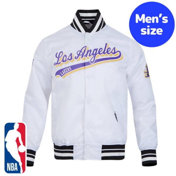 y+N[|z NBAItBV Y AE^[ iCWPbg TeWPbg X^W  u T[XECJ[Y LOS ANGELES LAKERS SCRIPT TAIL SATIN JACKET