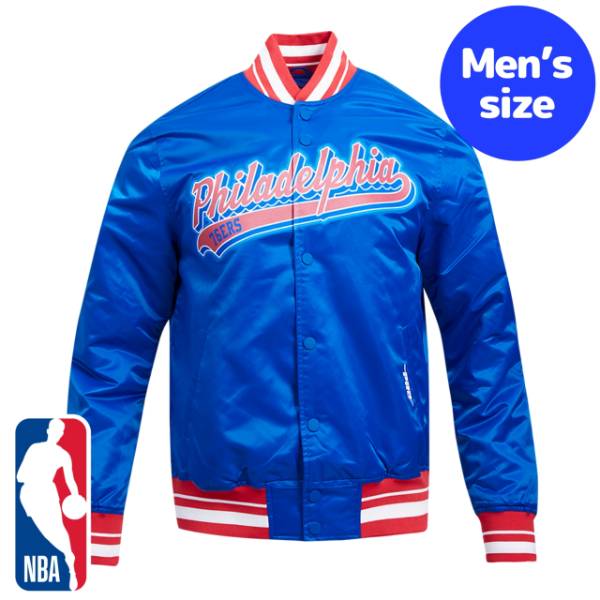 y+N[|z NBAItBV Y AE^[ iCWPbg TeWPbg X^W tBftBAEZueBVNT[Y PHILADELPHIA 76ERS SCRIPT TAIL SATIN JACKET