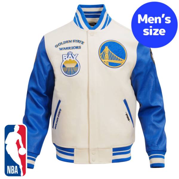 y+N[|z NBA Y AE^[ o[VeBWPbg X^W XetBEJ[ S[fXeCgEEHA[Y GOLDEN STATE WARRIORS RETRO CLASSIC VARSITY JACKET