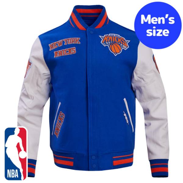 y+N[|z NBAItBV Y AE^[ WPbg o[VeBWPbg X^W j[[NEjbNX NEW YORK KNICKS RETRO CLASSIC VARSITY JACKET