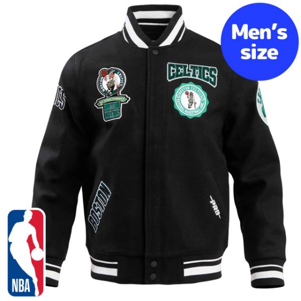 y+N[|z NBAItBV Y AE^[ WPbg o[VeBWPbg X^W {XgEZeBbNX BOSTON CELTICS CREST EMBLEM VARSITY JACKET