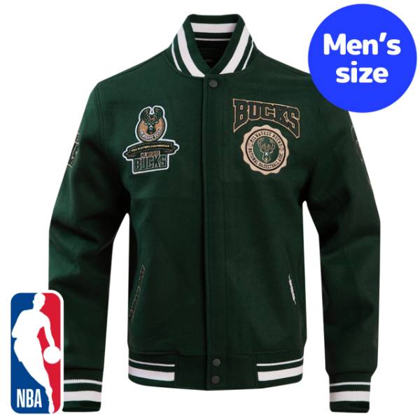 y+N[|z NBAItBV Y AE^[ o[VeBWPbg X^W jXEAfgN{ fC~AE[h ~EH[L[EobNX MILWAUKEE BUCKS EMBLEM VARSITY JACKET