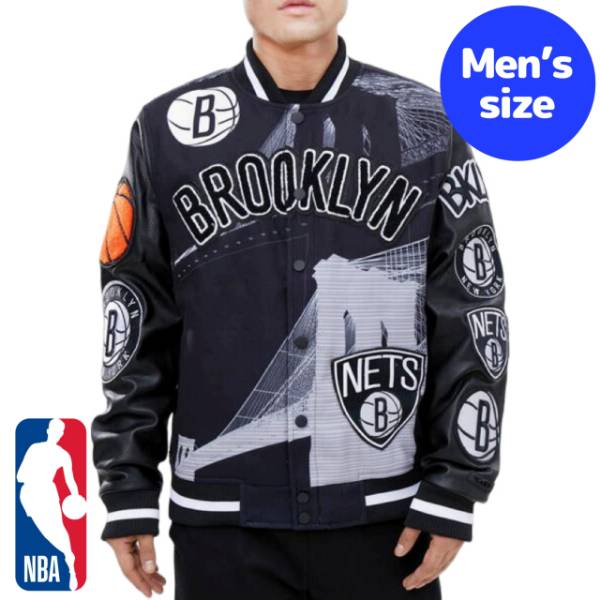 y+N[|z NBAItBV Y AE^[ WPbg o[VeBWPbg X^W ubNElbc BROOKLYN NETS REMIX VARSITY JACKET