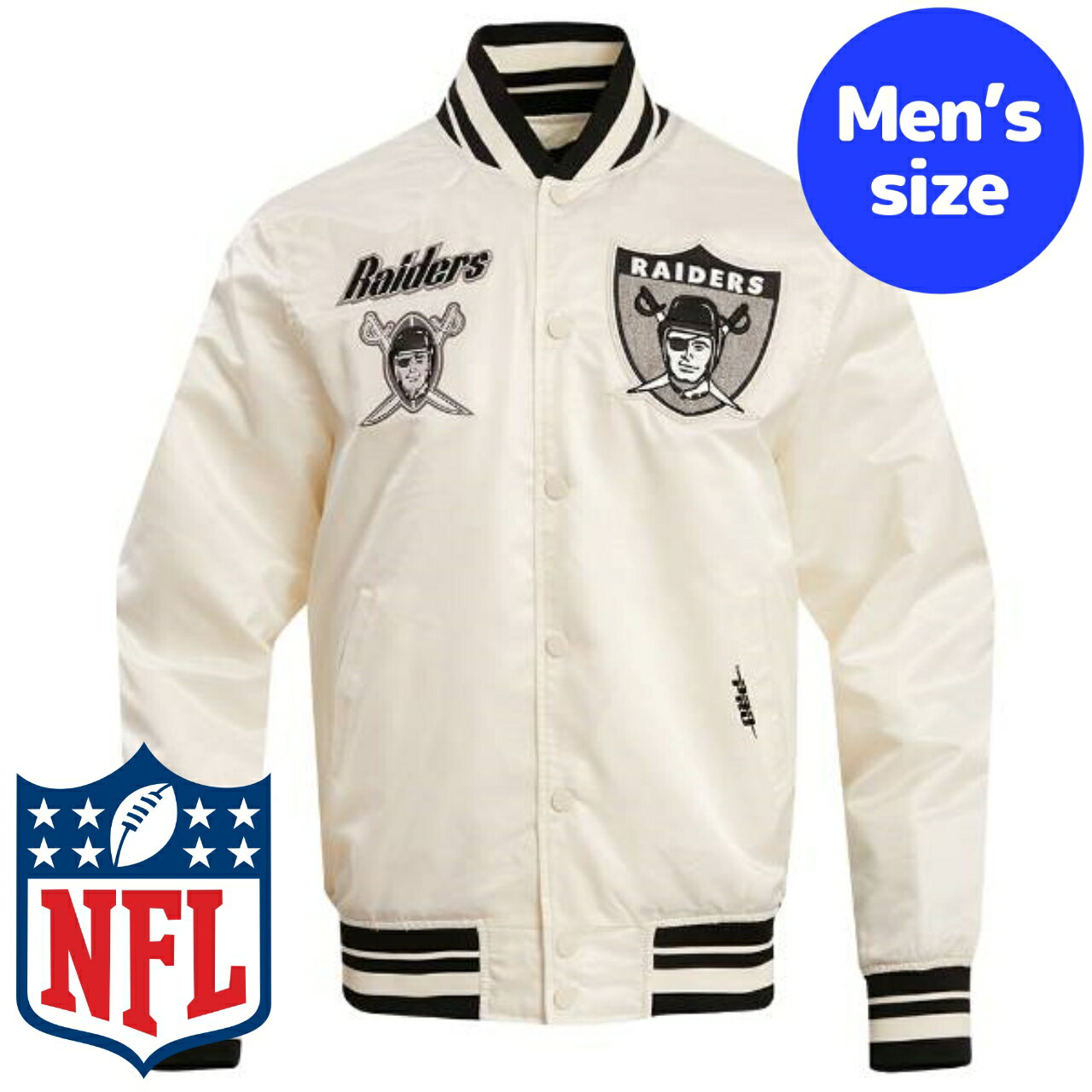 y+N[|z NFLItBV Y AE^[ iCWPbg TeWPbg X^W Atg XxKXEC_[X LAS VEGAS RAIDERS RETRO CLASSIC SATIN JACKET