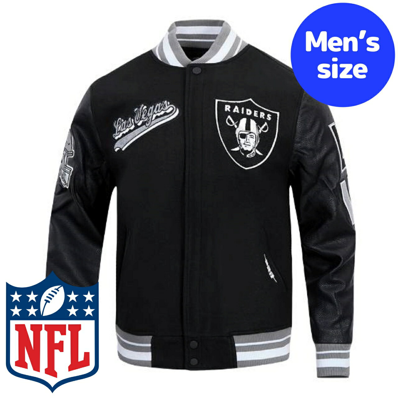 y+N[|z NFLItBV Y AE^[ iCWPbg TeWPbg X^W Atg XxKXEC_[X LAS VEGAS RAIDERS SCRIPT TAIL VARSITY JACKET