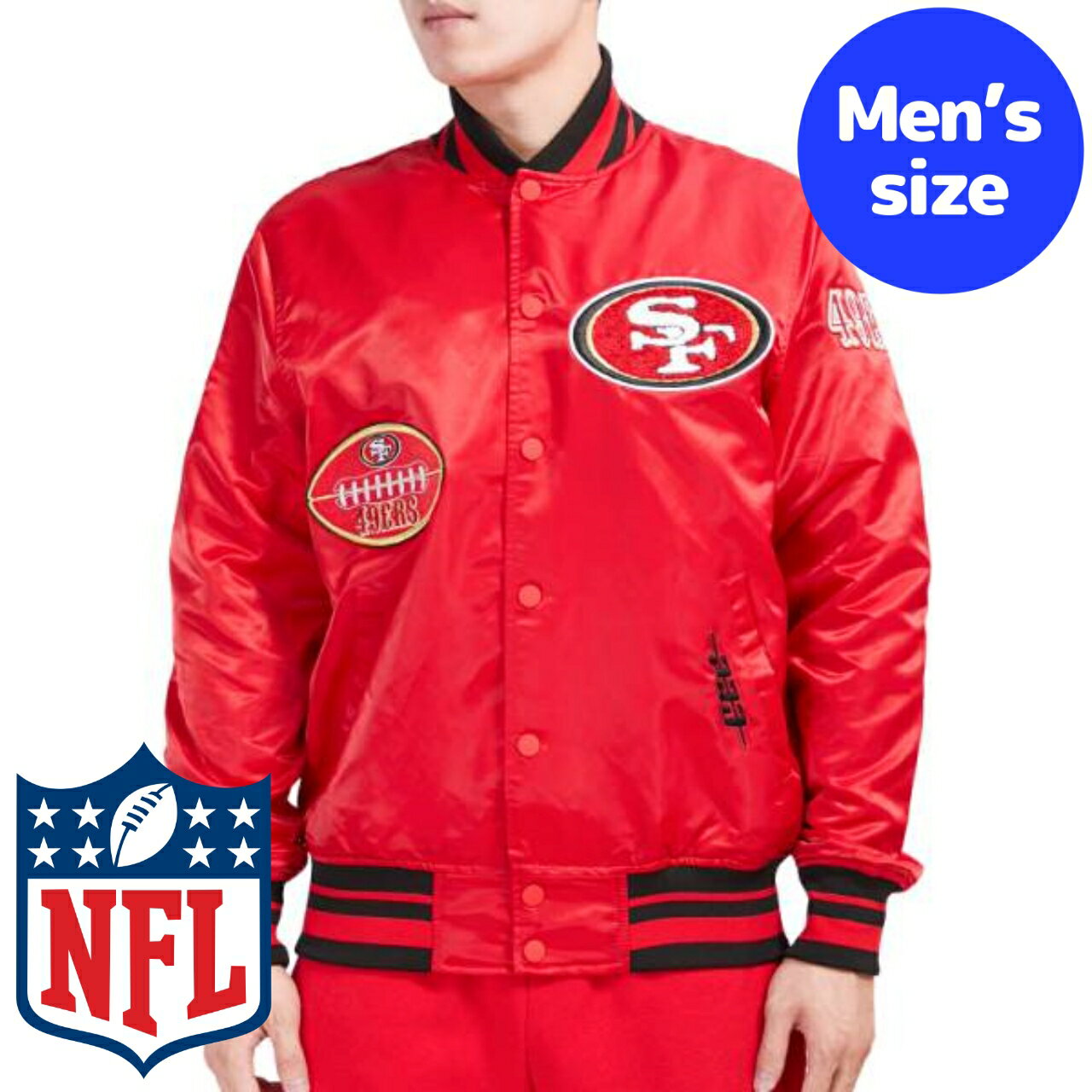 y+N[|z NFLItBV Y AE^[ iCWPbg TeWPbg X^W Atg TtVXRE49ers SAN FRANCISCO 49ERS OLD ENGLISH SATIN JACKET