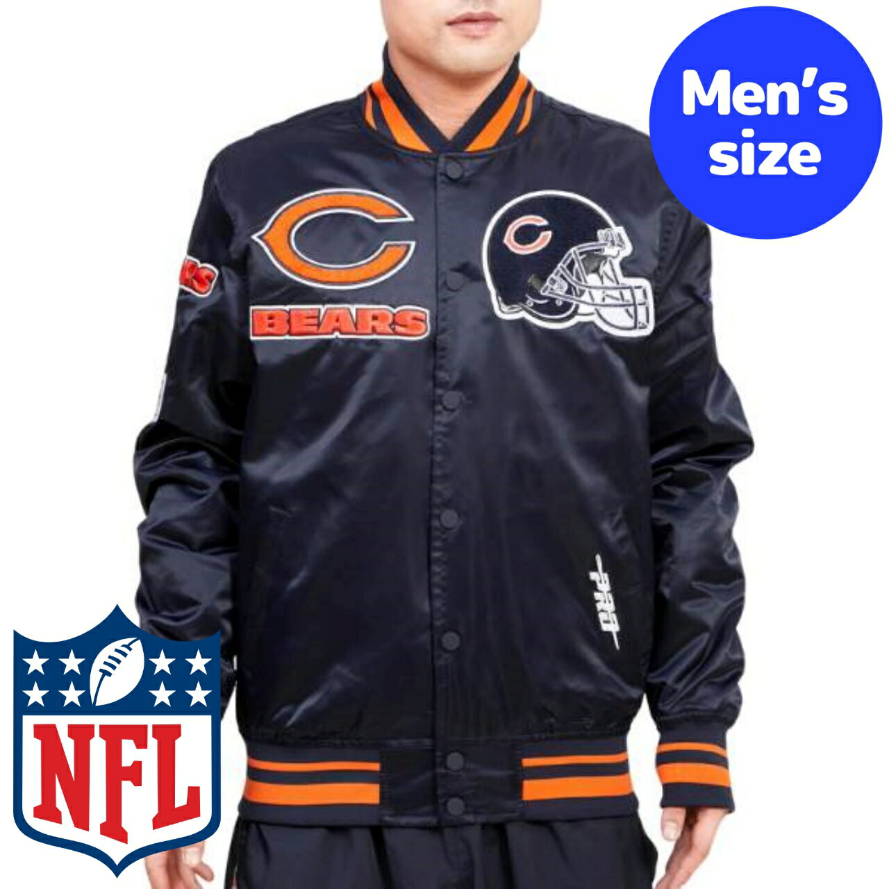 y+N[|z NFLItBV Y AE^[ iCWPbg TeWPbg X^W Atg VJSExA[Y CHICAGO BEARS MASH UP SATIN JACKET