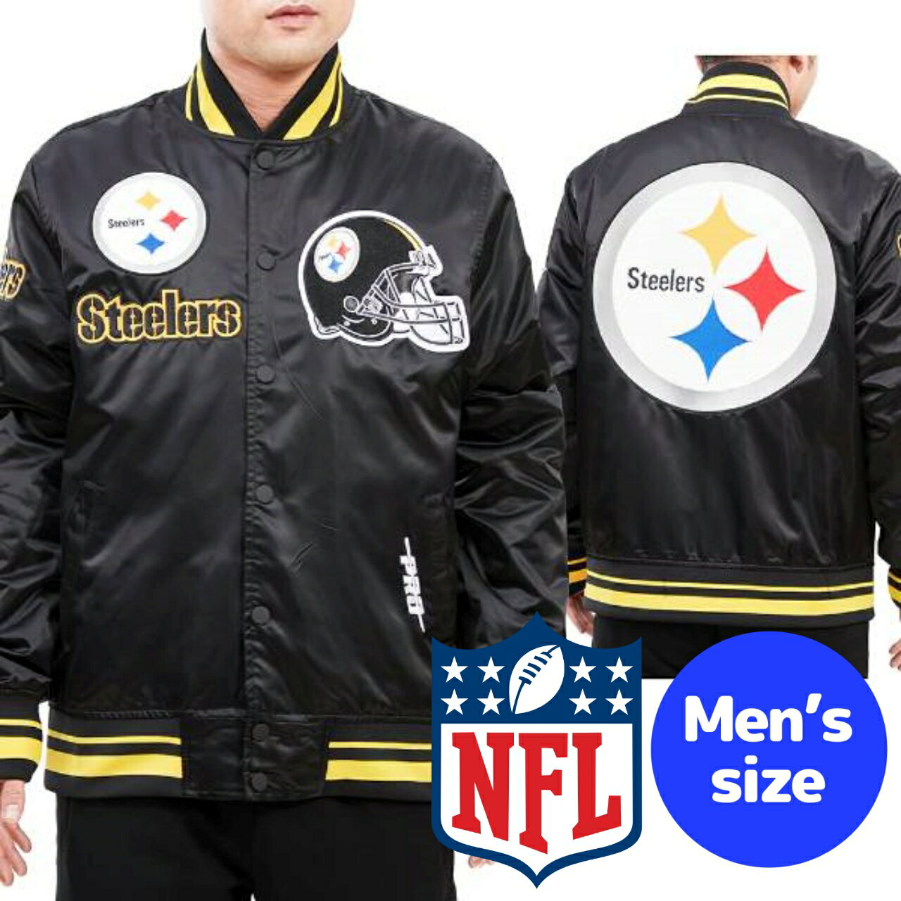 y+N[|z NFLItBV Y AE^[ iCWPbg TeWPbg X^W Atg sbco[OEXeB[[Y PITTSBURGH STEELERS MASH UP SATIN JACKET