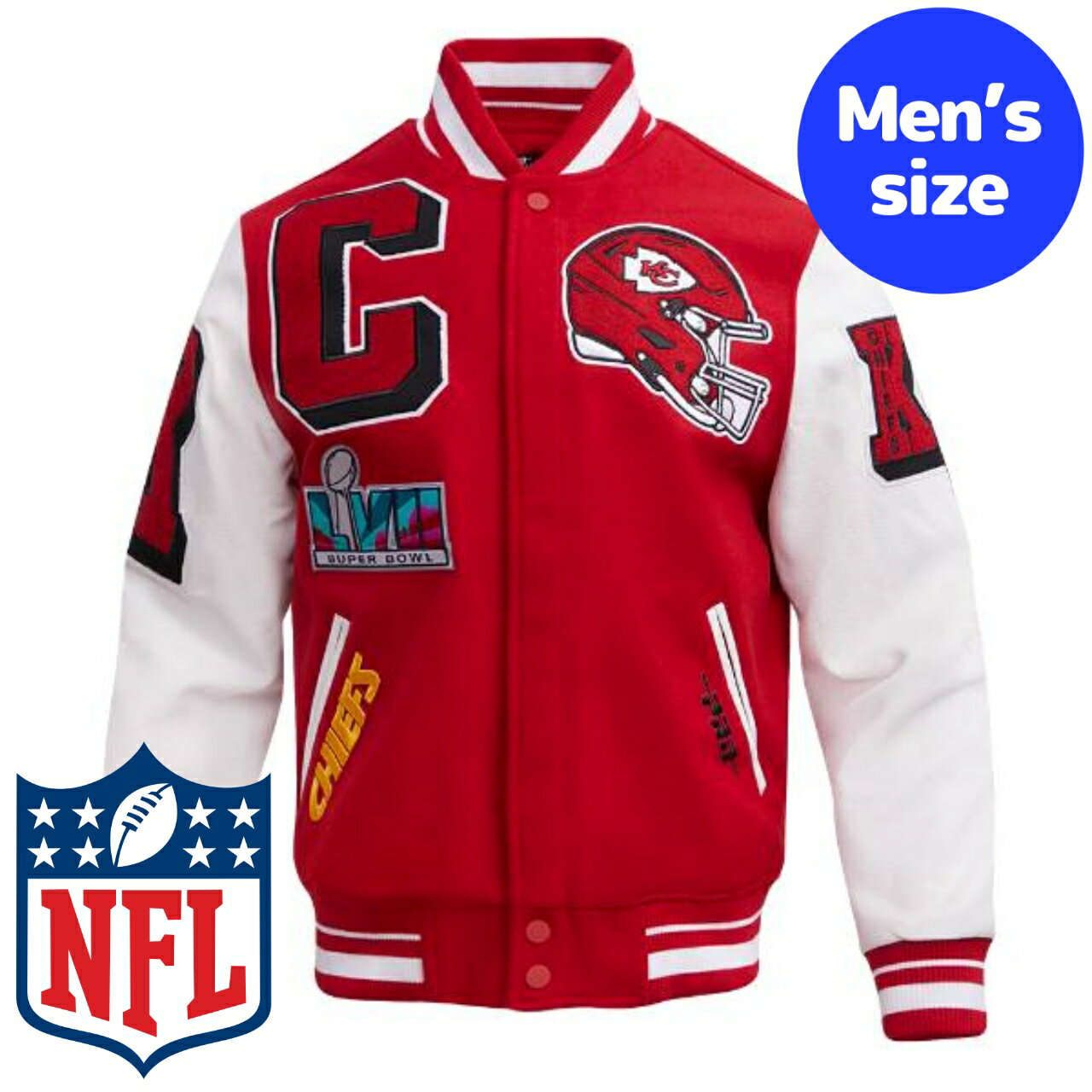 y+N[|z NFLItBV Y AE^[ o[VeBWPbg X^W Atg JUXVeBE`[tX KANSAS CITY CHIEFS MASHUP VARSITY JACKET