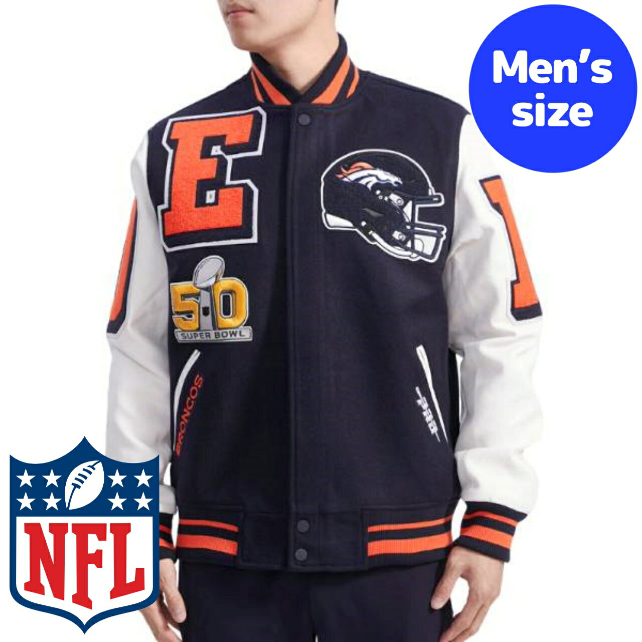 y+N[|z NFLItBV Y AE^[ o[VeBWPbg X^W Atg fo[EuRX DENVER BRONCOS MASHUP VARSITY JACKET