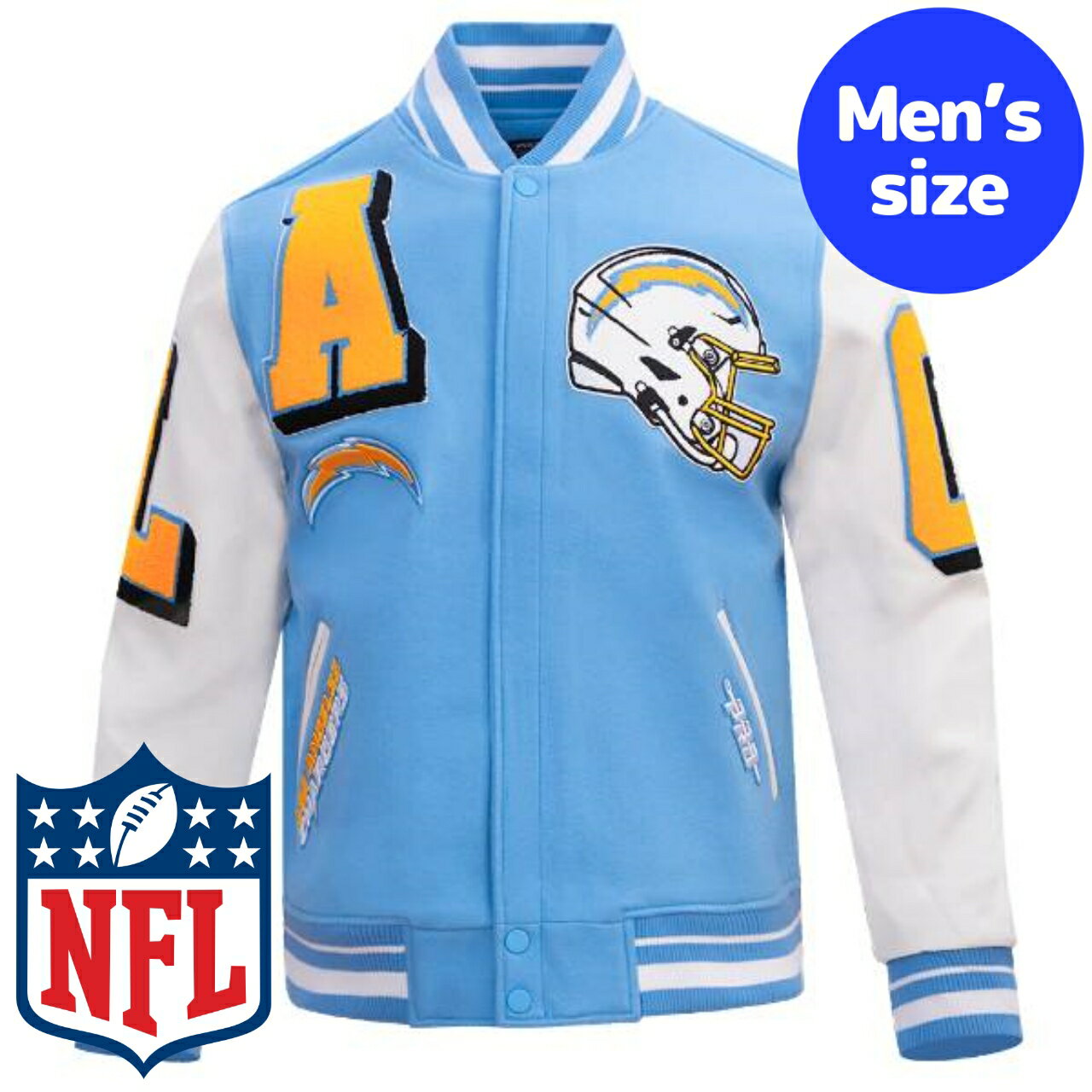 y+N[|z NFLItBV Y AE^[ o[VeBWPbg X^W Atg T[XE`[W[Y LOS ANGELES CHARGERS MASHUP VARSITY JACKET