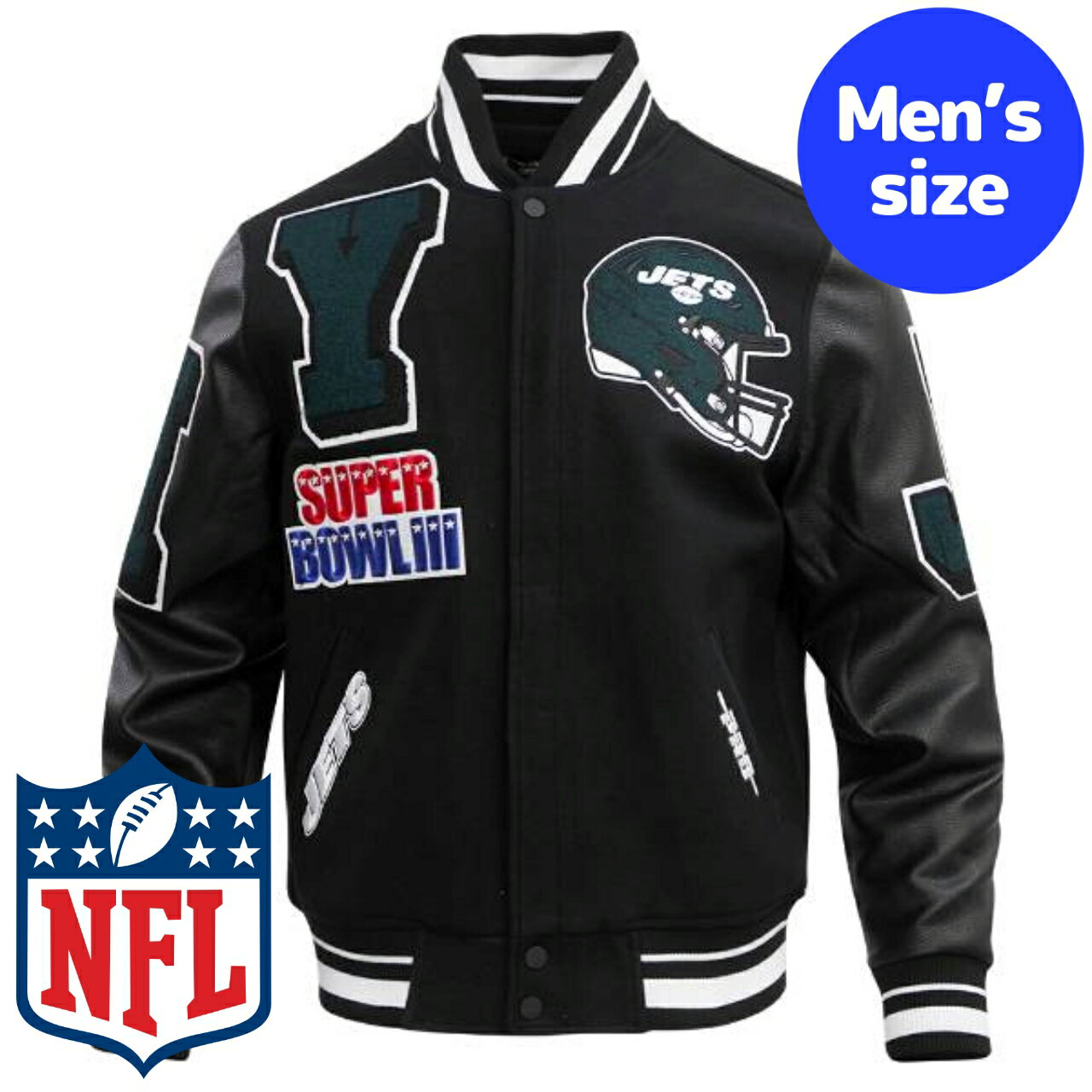 y+N[|z NFLItBV Y AE^[ o[VeBWPbg X^W Atg j[[NEWFbc NEW YORK JETS MASHUP VARSITY JACKET