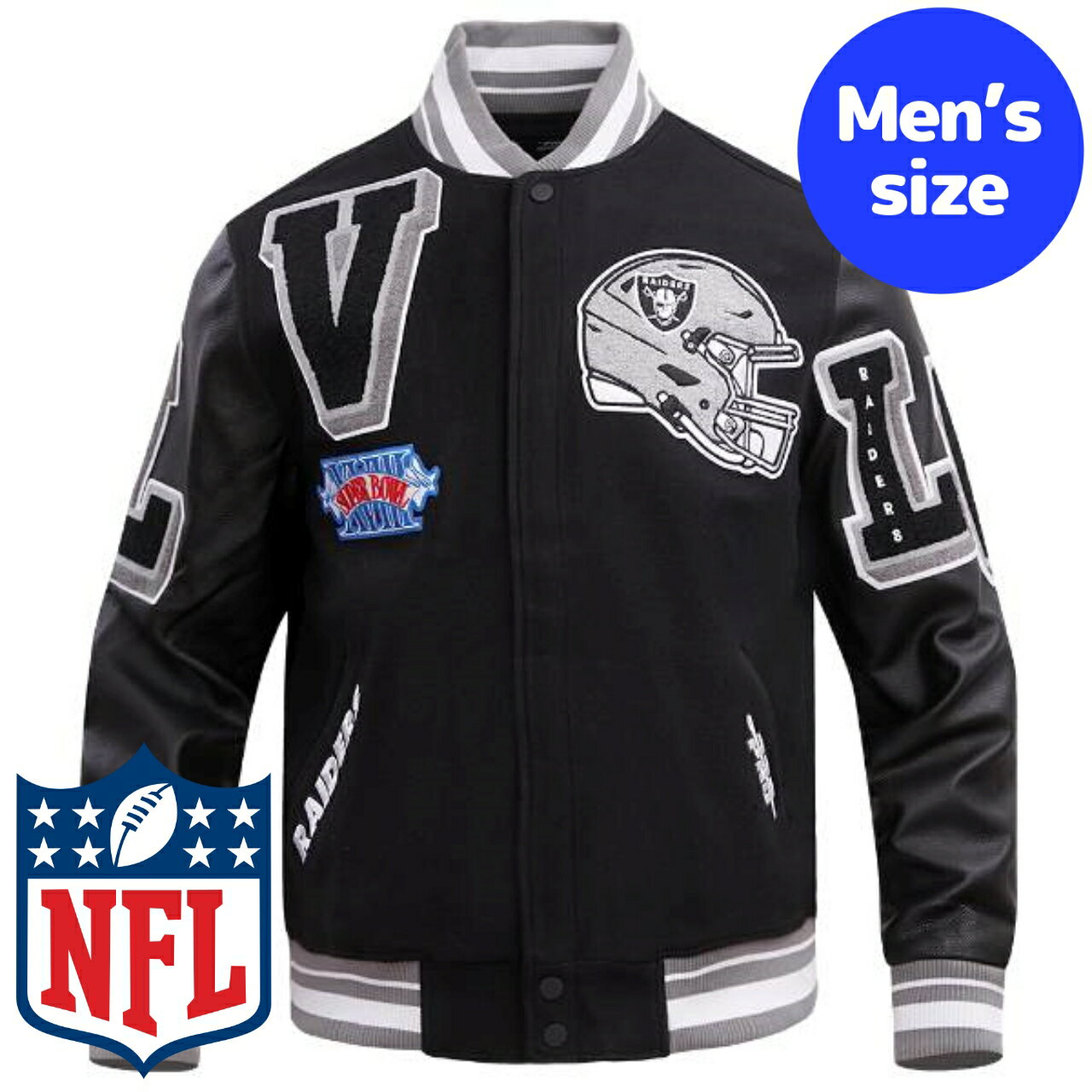 y+N[|z NFLItBV Y AE^[ o[VeBWPbg X^W Atg XxKXEC_[X LAS VEGAS RAIDERS MASHUP VARSITY JACKET