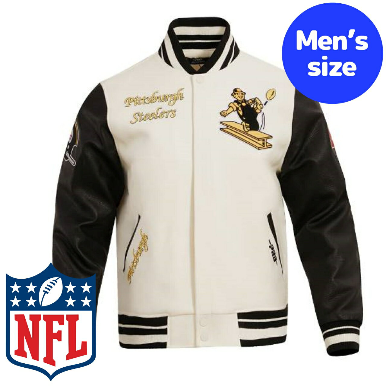 y+N[|z NFLItBV Y AE^[ o[VeBWPbg X^W Atg sbco[OEXeB[[Y PITTSBURGH STEELERS RETRO CLASSIC VARSITY JACKET