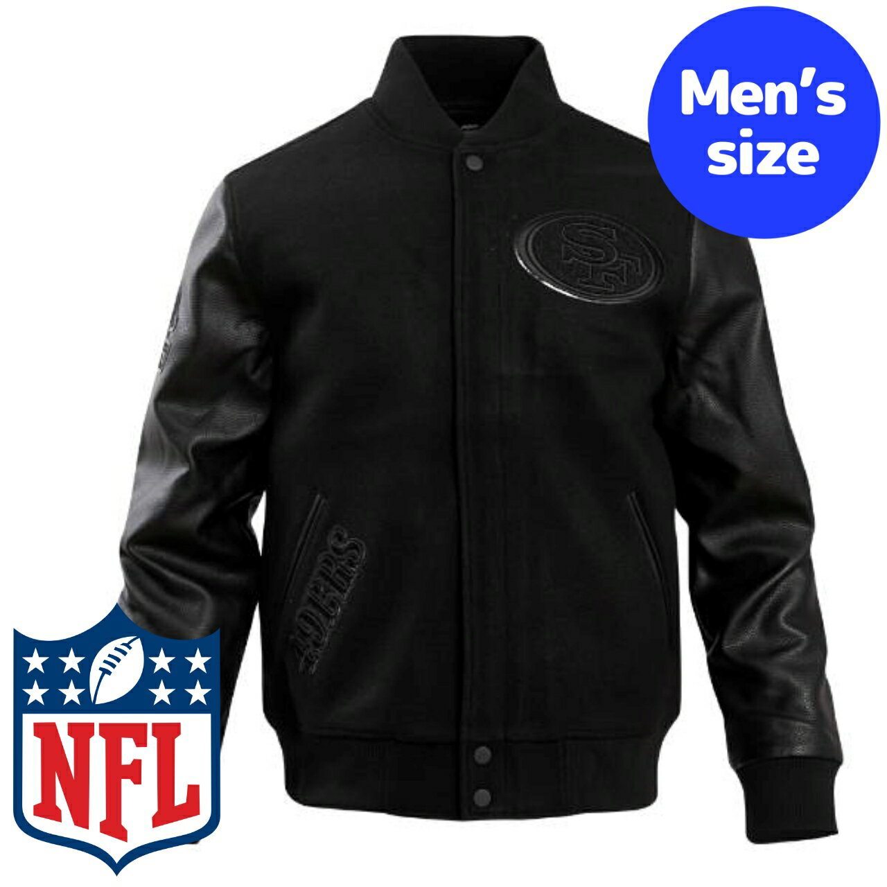 y+N[|z NFLItBV Y AE^[ o[VeBWPbg X^W Atg TtVXRE49ers SAN FRANCISCO 49ERS TRIPLE BLACK VARSITY JACKET