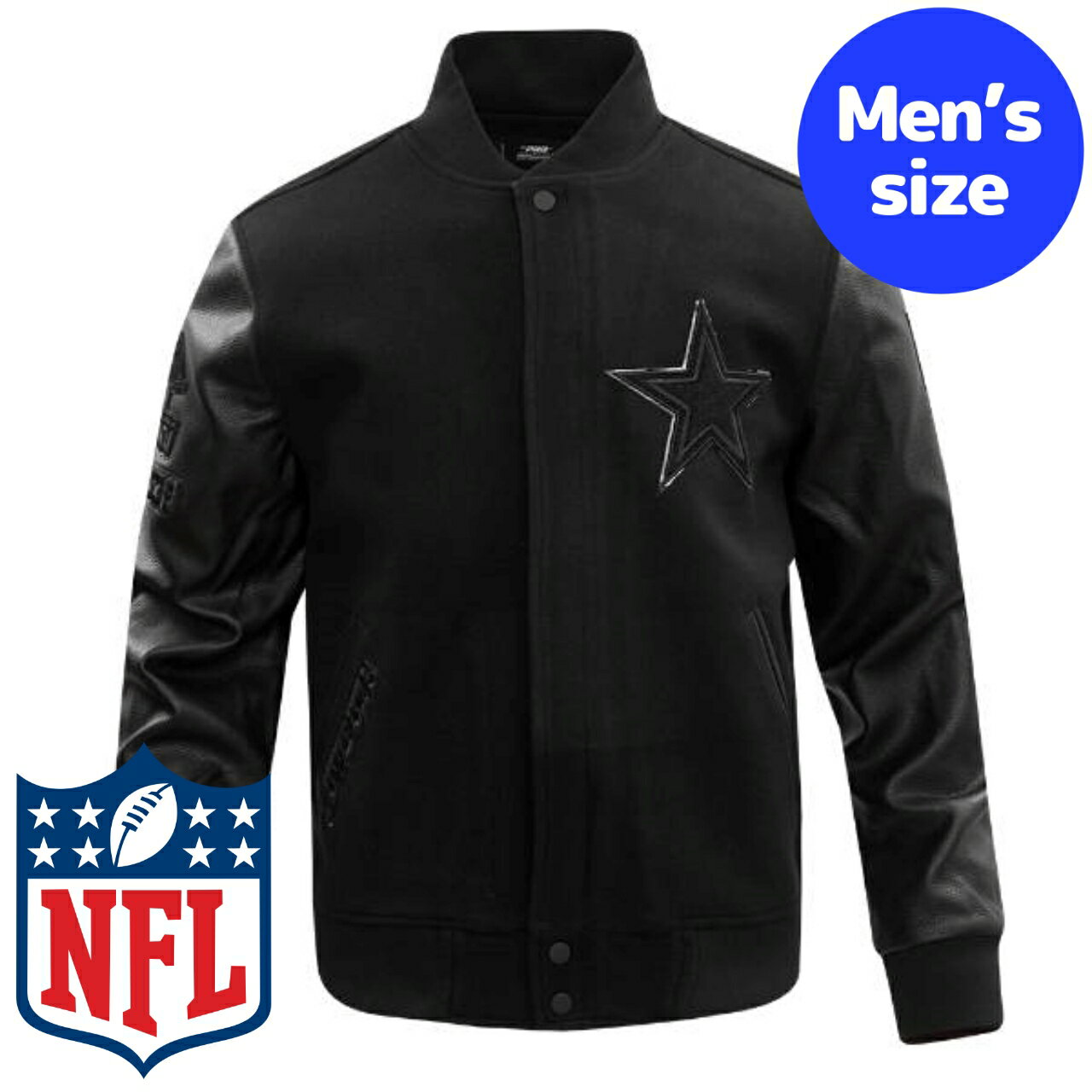 y+N[|z NFLItBV Y AE^[ o[VeBWPbg X^W Atg _XEJE{[CY DALLAS COWBOYS TRIPLE BLACK VARSITY JACKET