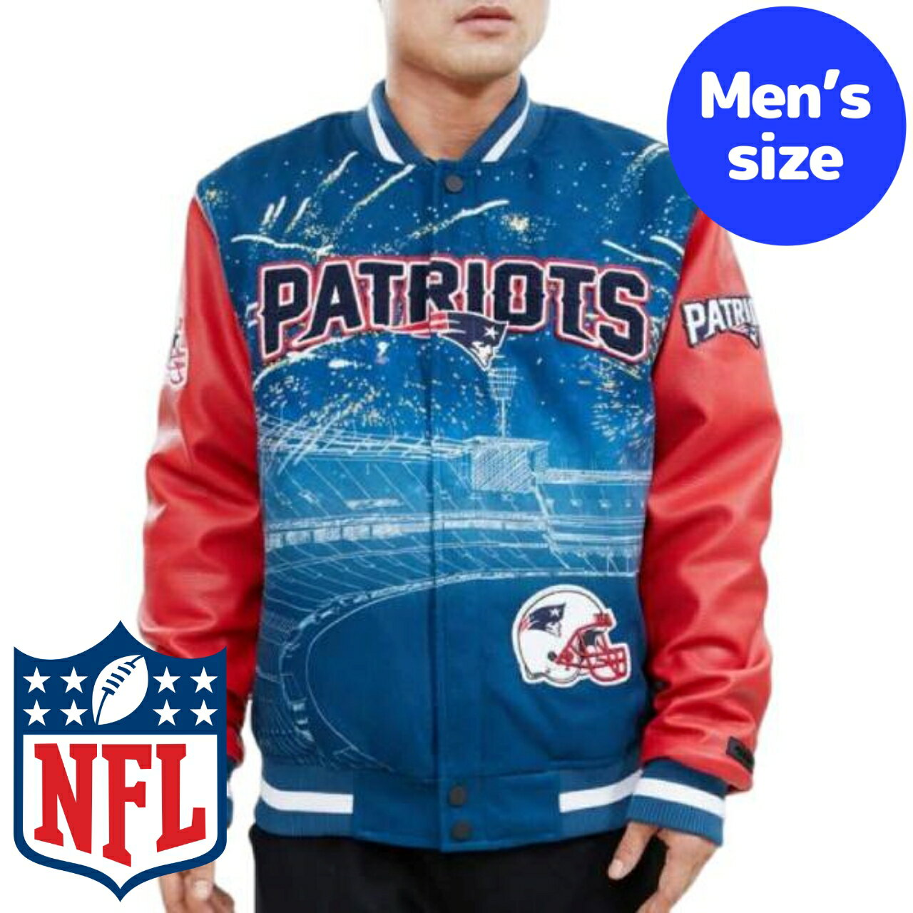 y+N[|z NFLItBV Y AE^[ o[VeBWPbg X^W Atg j[COhEyCgIbc NEW ENGLAND PATRIOTS REMIX VARSITY JACKET