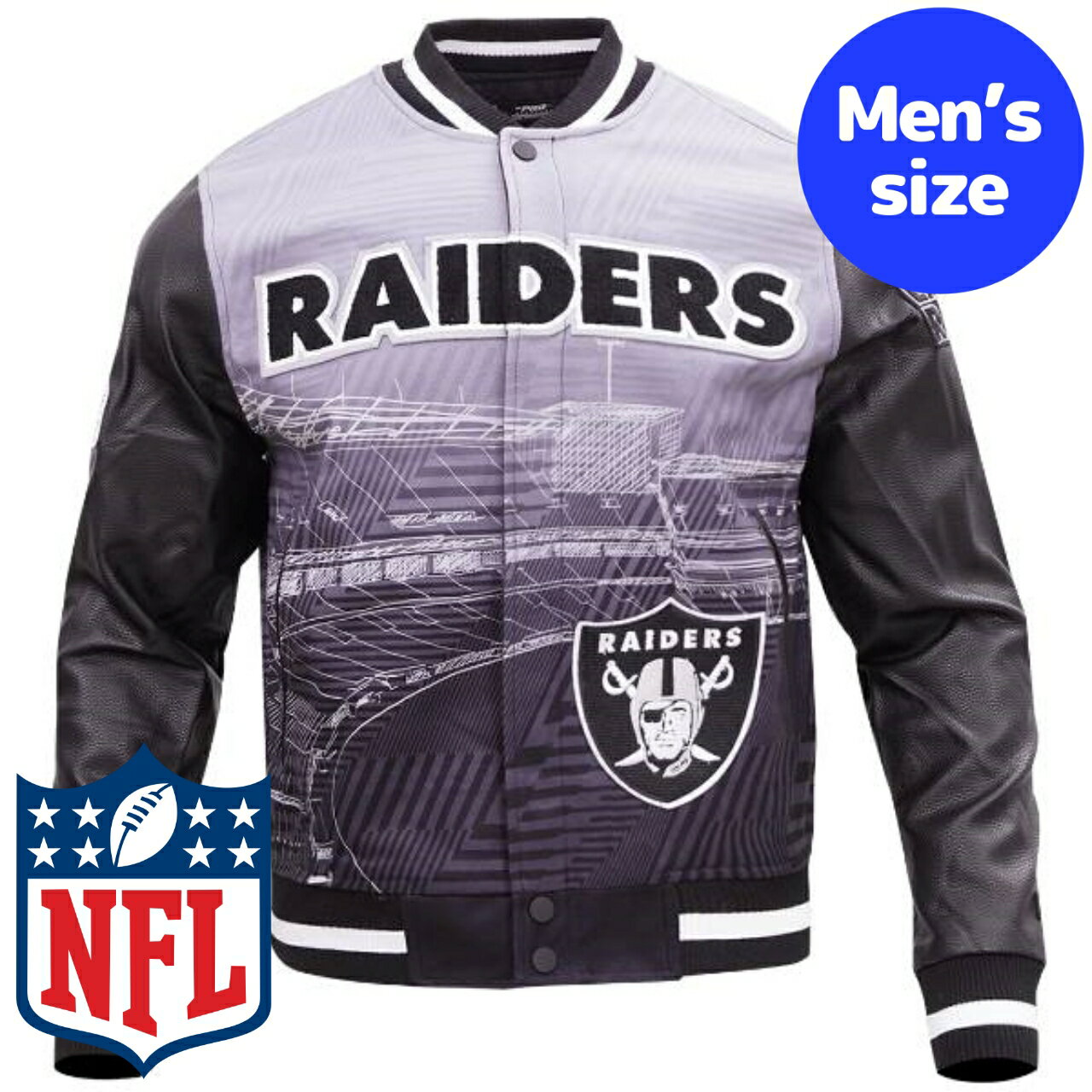 y+N[|z NFLItBV Y AE^[ o[VeBWPbg X^W Atg XxKXEC_[X LAS VEGAS RAIDERS REMIX VARSITY JACKET