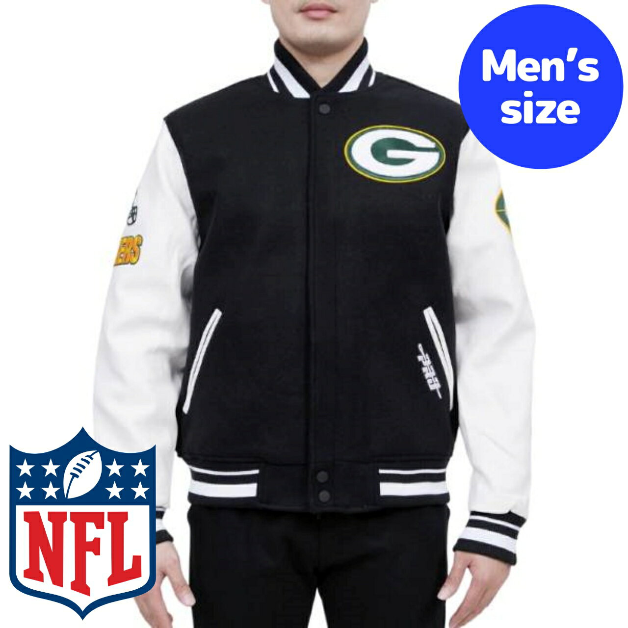 y+N[|z NFLItBV Y AE^[ o[VeBWPbg X^W Atg O[xCEpbJ[Y GREEN BAY PACKERS OLD ENGLISH VARSITY JACKET