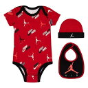 【ニコニコ割引対象】【送料無料】 nike ナイキ ジョーダン Jordan Jumpman DNA ボディースーツ出産祝い3点セット（Gym Red） 男の子用ロンパース 女の子用カバーオール ベビー服 子供服 セットアップ